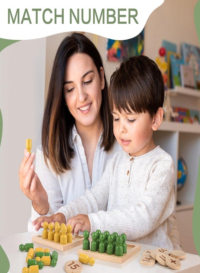 DINORUN Educational Toys for 3 4 5 Year Old Boy Girls Gifts - Preschool Learning Math and Numbers for Toddler 3+ - Math Manipulatives for Kids 3-6 - Montessori Wooden Counting Peg Board Materials - Image 2